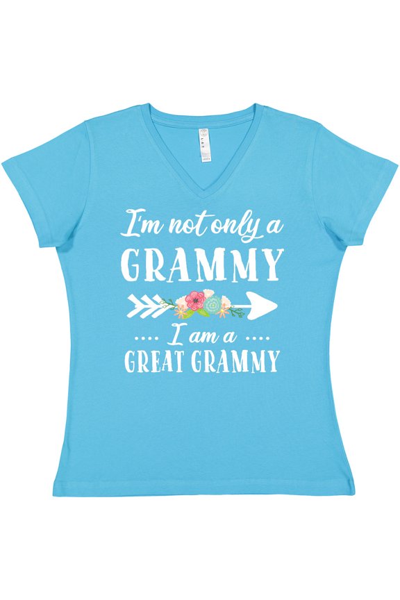 I'm Not Only a Grammy I'm a Great Grammy with Flowers Women's V-Neck T-Shirt