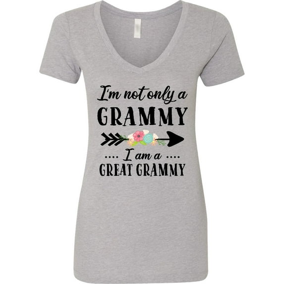 Inktastic I'm Not Only a Grammy I'm a Great Grammy with Flowers Women's V-Neck T-Shirt