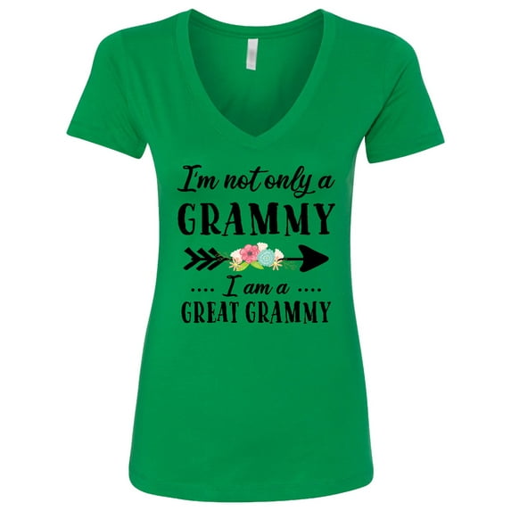Inktastic I'm Not Only a Grammy I'm a Great Grammy with Flowers Women's V-Neck T-Shirt