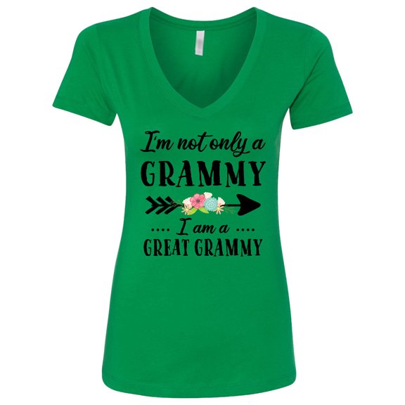 Inktastic I'm Not Only a Grammy I'm a Great Grammy with Flowers Women's V-Neck T-Shirt