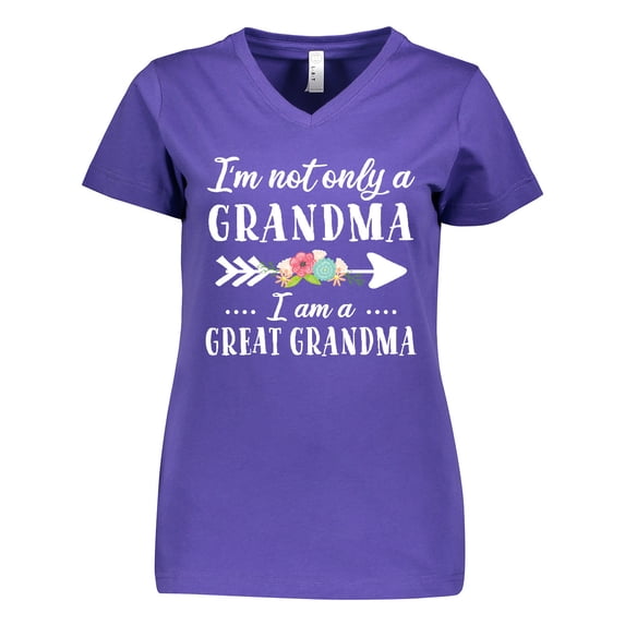 Inktastic I'm Not Only a Grandma I'm a Great Grandma with Flowers Women's V-Neck T-Shirt