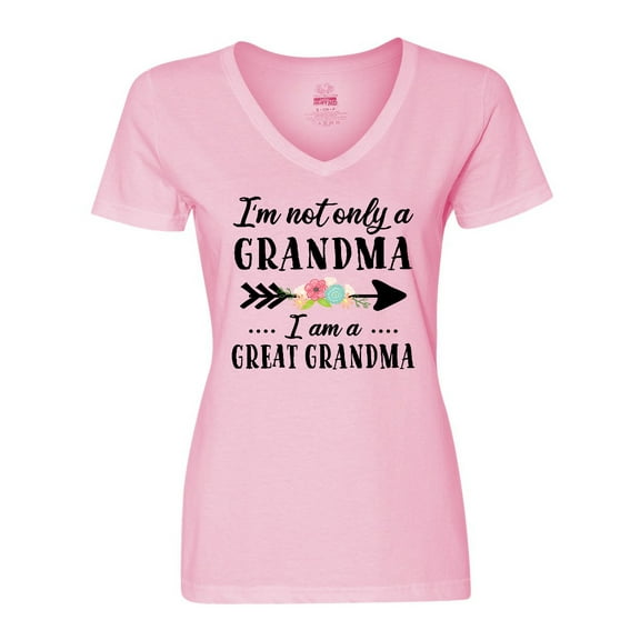 Inktastic I'm Not Only a Grandma I'm a Great Grandma with Flowers Women's V-Neck T-Shirt