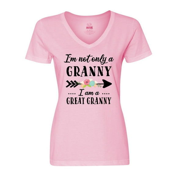 Inktastic I'm Not Only a Granny I'm a Great Granny with Flowers Women's V-Neck T-Shirt