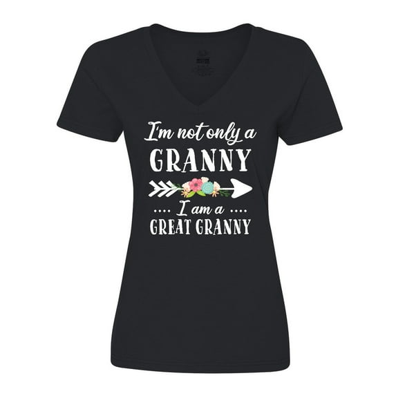 Inktastic I'm Not Only a Granny I'm a Great Granny with Flowers Women's V-Neck T-Shirt