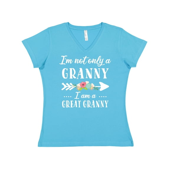 Inktastic I'm Not Only a Granny I'm a Great Granny with Flowers Women's V-Neck T-Shirt