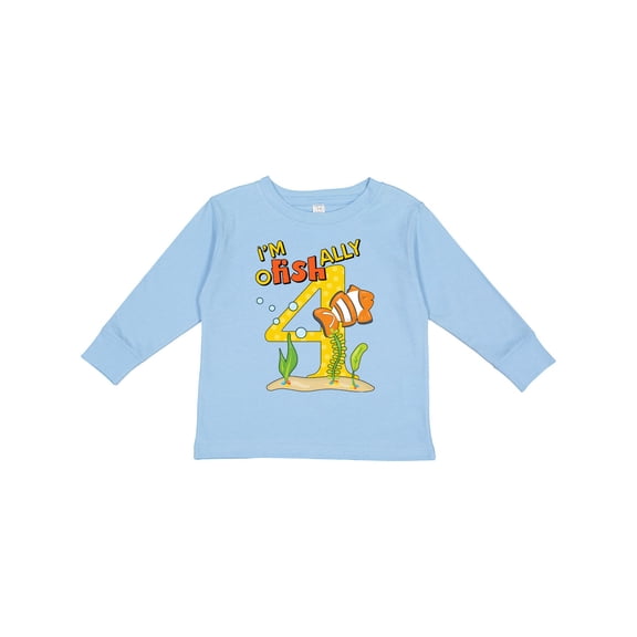 Inktastic I'm O-Fish-Ally Four Cute Clownfish Fourth Birthday Boys or Girls Long Sleeve Toddler T-Shirt