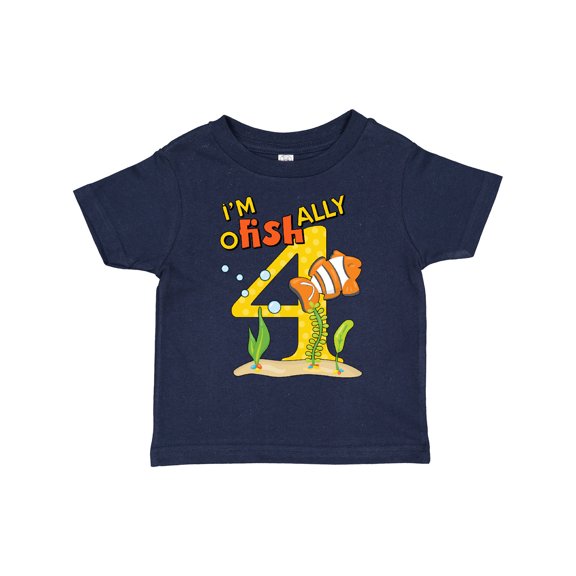 Inktastic I'm O-fish-ally Four Cute Clownfish Fourth Birthday Boys or Girls Toddler T-Shirt