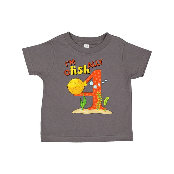 Inktastic I'm O-fish-ally Four Cute Puffer Fish Fourth Birthday Boys or Girls Toddler T-Shirt