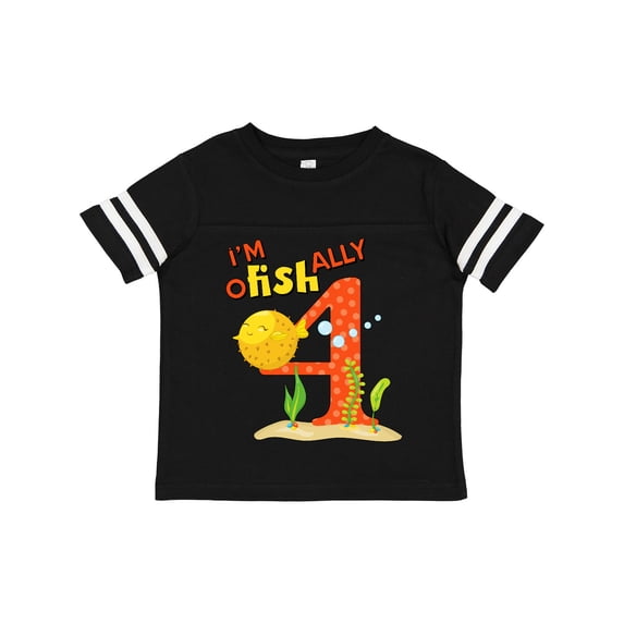 Inktastic I'm O-fish-ally Four Cute Puffer Fish Fourth Birthday Boys or Girls Toddler T-Shirt