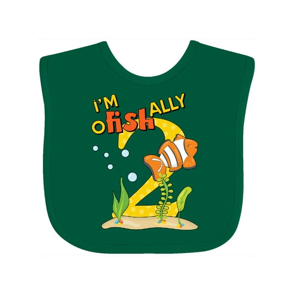 Inktastic I'm O-Fish-Ally Two- cute clownfish second birthday Boys or Girls Baby Bib