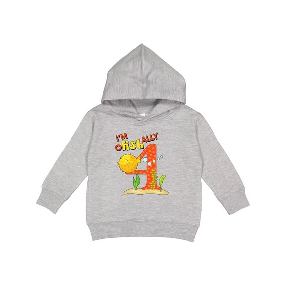 Inktastic I'm O-fish-ally Four Cute Puffer Fish Fourth Birthday Toddler Hoodie