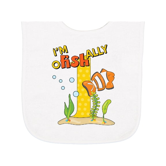 Inktastic I'm O-fish-ally One Cute Clownfish First Birthday Baby Terry Cloth Bib