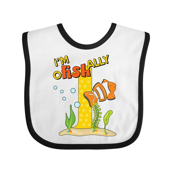Inktastic I'm O-fish-ally One Cute Clownfish First Birthday Boys or Girls Baby Bib