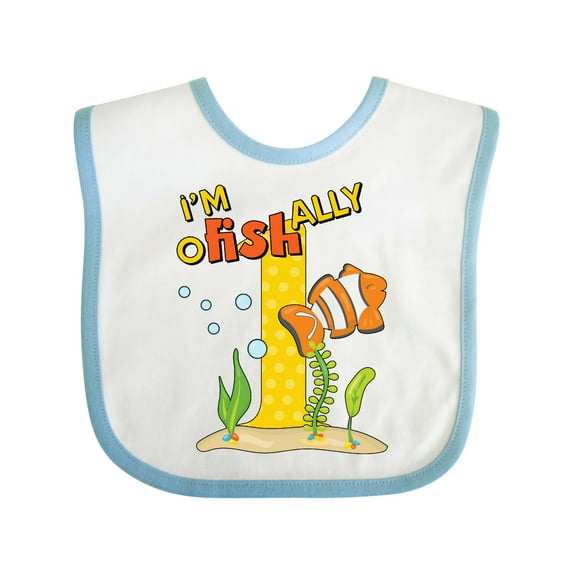 Inktastic I'm O-fish-ally One Cute Clownfish First Birthday Boys or Girls Baby Bib