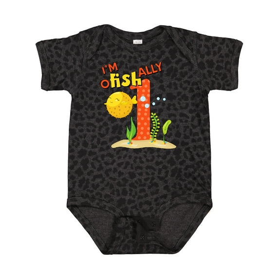Inktastic I'm O-fish-ally One Cute Puffer Fish First Birthday Boys or Girls Baby Bodysuit