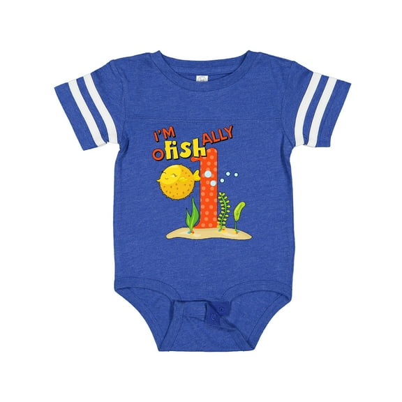 Inktastic I'm O-fish-ally One Cute Puffer Fish First Birthday Boys or Girls Baby Bodysuit