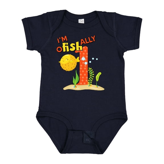 Inktastic I'm O-fish-ally One Cute Puffer Fish First Birthday Boys or Girls Baby Bodysuit