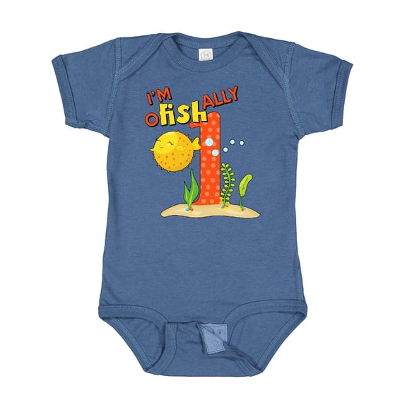 Inktastic I'm O-fish-ally One Cute Puffer Fish First Birthday Boys or Girls Baby Bodysuit