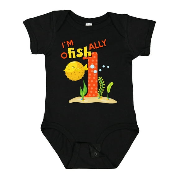 Inktastic I'm O-fish-ally One Cute Puffer Fish First Birthday Boys or Girls Baby Bodysuit