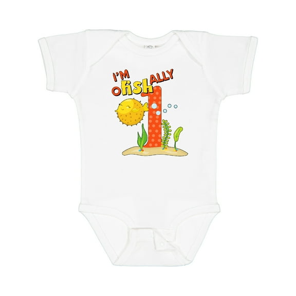 Inktastic I'm O-fish-ally One Cute Puffer Fish First Birthday Boys or Girls Baby Bodysuit
