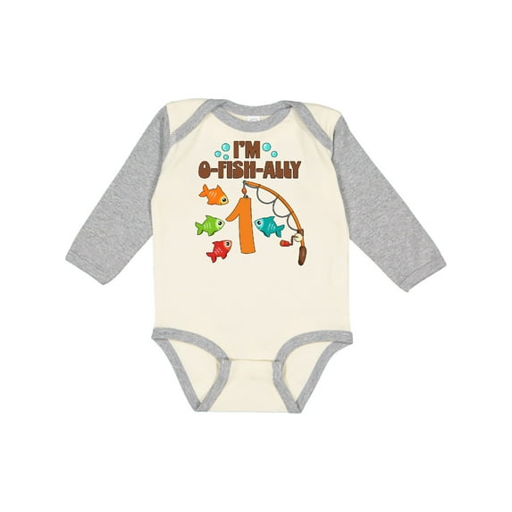 Inktastic I'm O-fish-ally One Fishing Birthday Boys or Girls Long Sleeve Baby Bodysuit