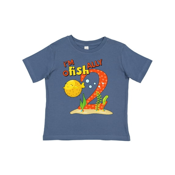 Inktastic I'm O-fish-ally Two Cute Puffer Fish Second Birthday Boys or Girls Toddler T-Shirt