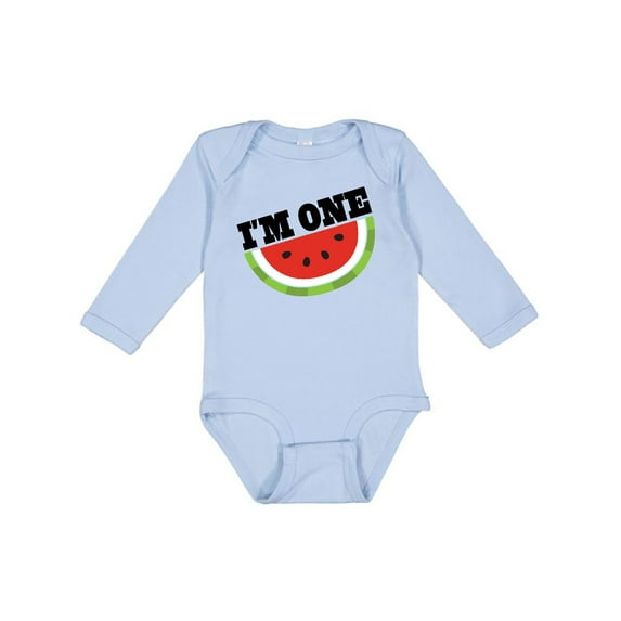 Inktastic I'm One 1st Birthday Watermelon Boys or Girls Long Sleeve Baby Bodysuit