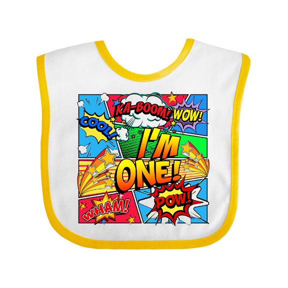 Inktastic I'm One Comic Book Boys or Girls Baby Bib