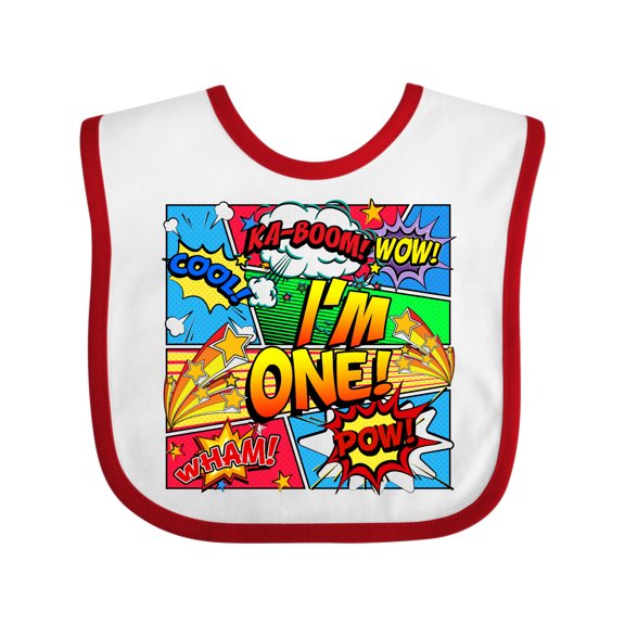 Inktastic I'm One Comic Book Boys or Girls Baby Bib