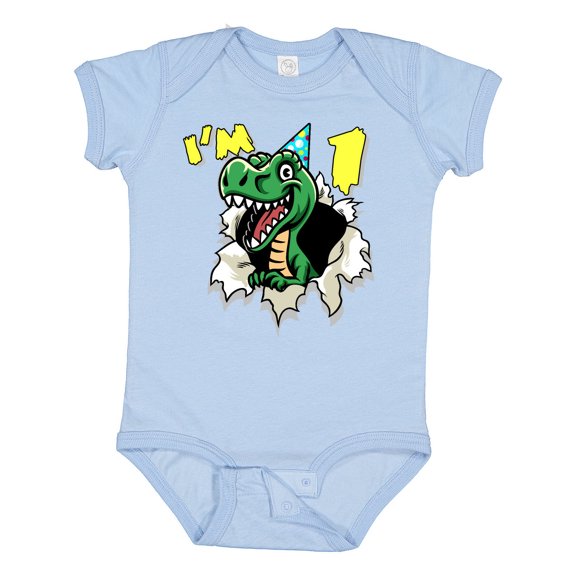 Inktastic I'm One Dinosaur Boys or Girls Baby Bodysuit
