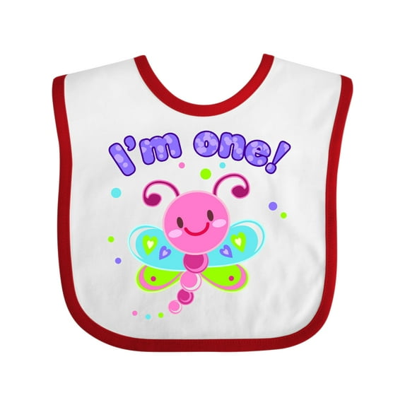Inktastic I'm One- Dragonfly First Birthday Girls Baby Bib