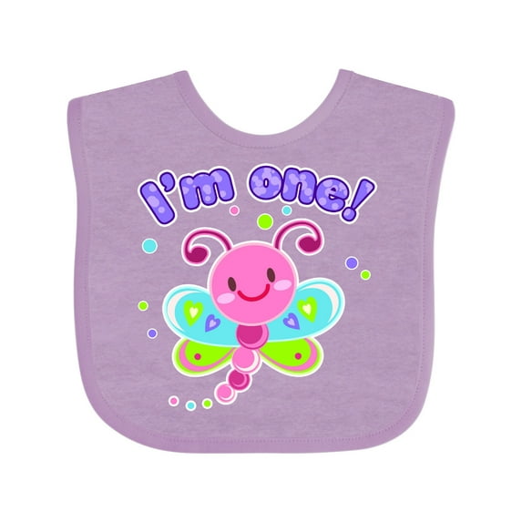 Inktastic I'm One- Dragonfly First Birthday Girls Baby Bib