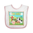 thumbnail image 1 of Inktastic I'm One Farm Animals Wearing Birthday Party Hats Boys or Girls Baby Bib, 1 of 4