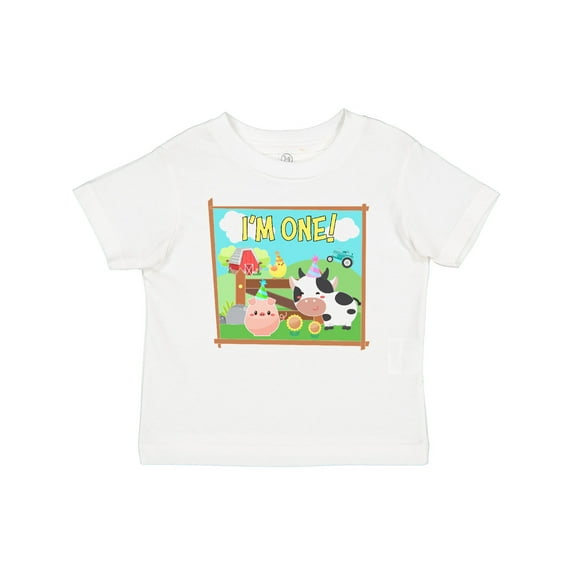 Inktastic I'm One Farm Animals Wearing Birthday Party Hats Boys or Girls Baby T-Shirt