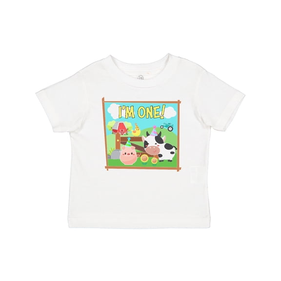 Inktastic I'm One Farm Animals Wearing Birthday Party Hats Boys or Girls Baby T-Shirt