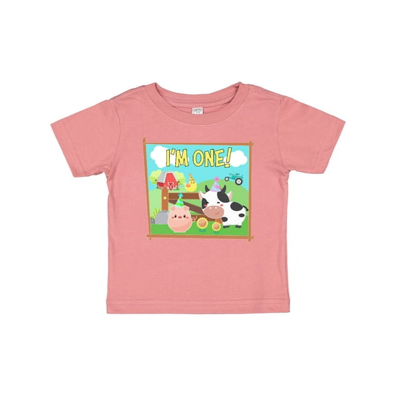 Inktastic I'm One Farm Animals Wearing Birthday Party Hats Boys or Girls Baby T-Shirt