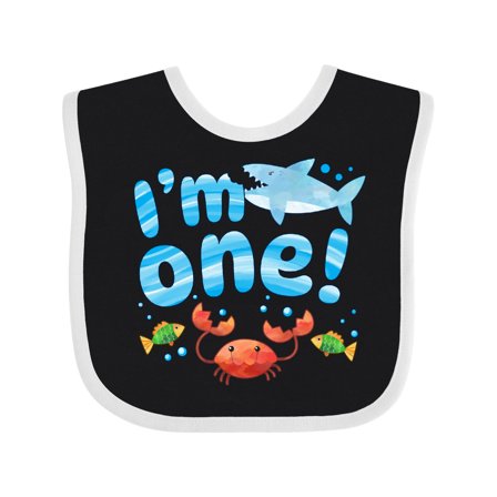 Inktastic I'm One First Birthday Shark and Crab Boys or Girls Baby Bib