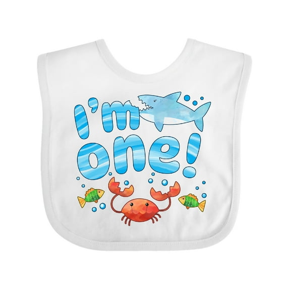 Inktastic I'm One First Birthday Shark and Crab Boys or Girls Baby Bib
