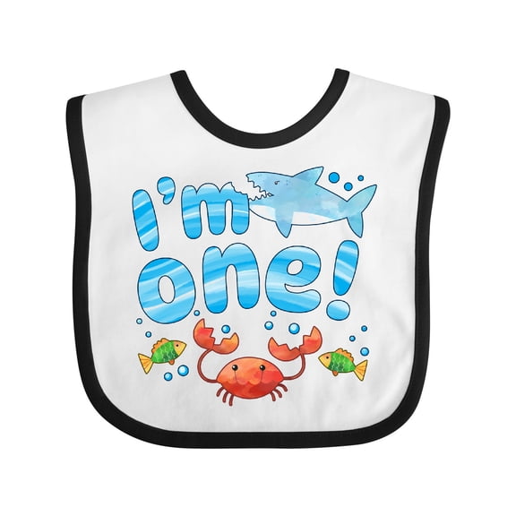 Inktastic I'm One First Birthday Shark and Crab Boys or Girls Baby Bib