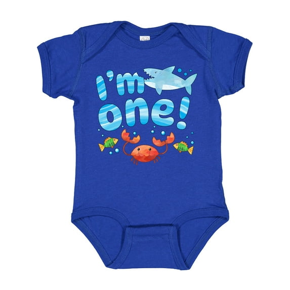 Inktastic I'm One First Birthday Shark and Crab Boys or Girls Baby Bodysuit