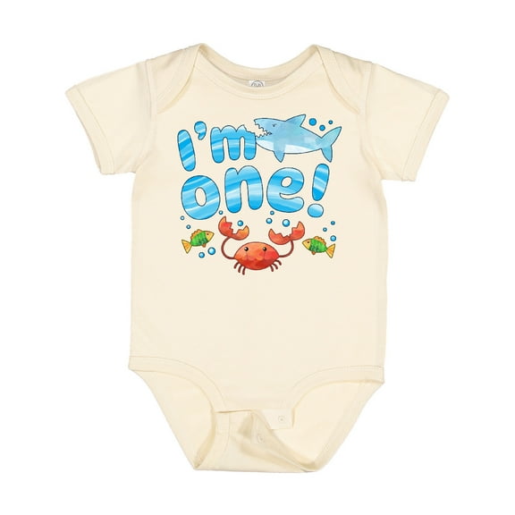 Inktastic I'm One First Birthday Shark and Crab Boys or Girls Baby Bodysuit