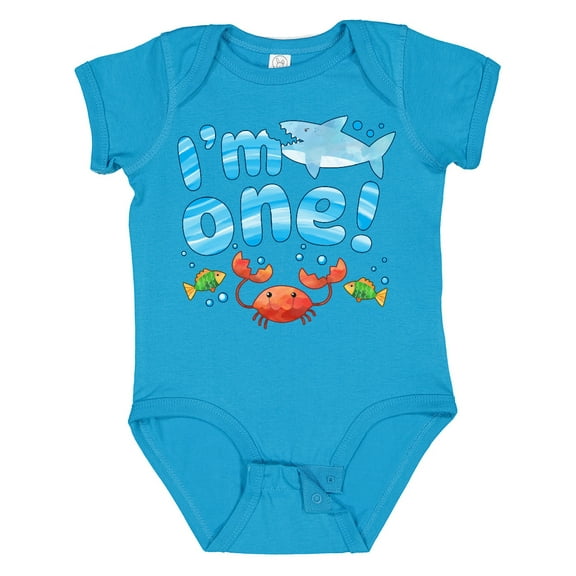 Inktastic I'm One First Birthday Shark and Crab Boys or Girls Baby Bodysuit