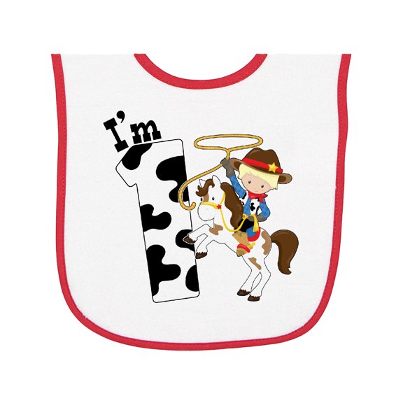 Inktastic I'm One-cowboy Riding Horse Birthday Baby Terry Cloth Bib