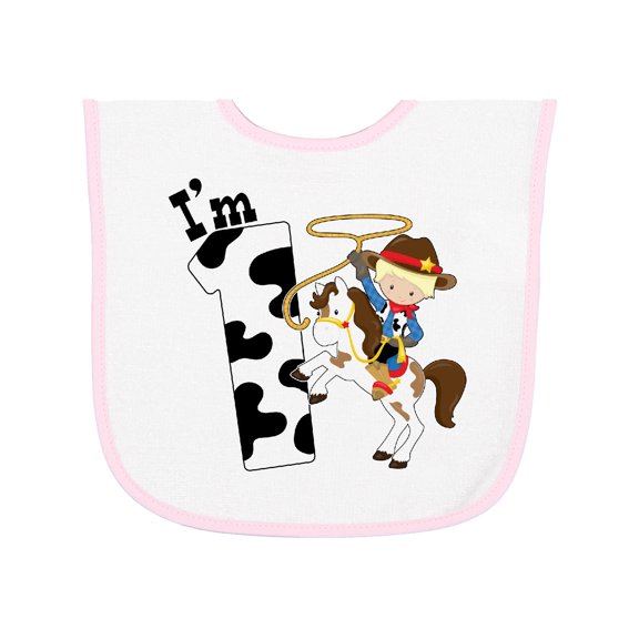 Inktastic I'm One-cowboy Riding Horse Birthday Baby Terry Cloth Bib