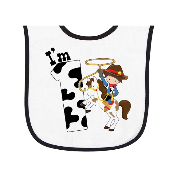 Inktastic I'm One-cowboy Riding Horse Birthday Baby Terry Cloth Bib