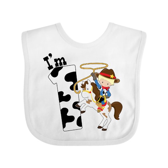 Inktastic I'm One-cowboy Riding Horse Birthday Boys Baby Bib