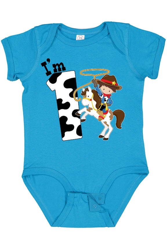 I'm One-cowboy Riding Horse Birthday Boys Baby Bodysuit