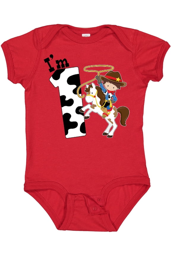 I'm One-cowboy Riding Horse Birthday Boys Baby Bodysuit