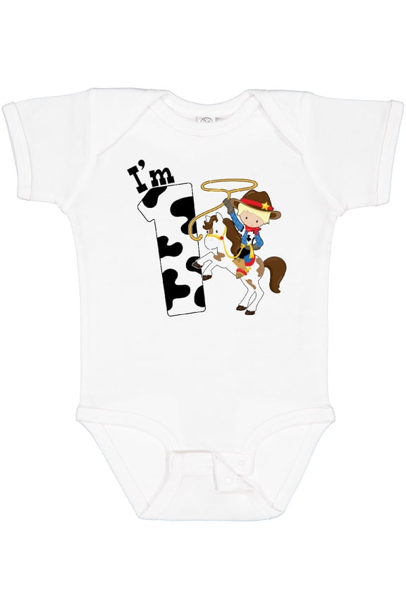 I'm One-cowboy Riding Horse Birthday Boys Baby Bodysuit
