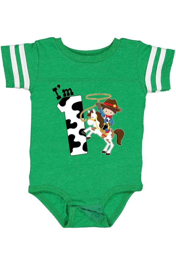 I'm One-cowboy Riding Horse Birthday Boys Baby Bodysuit